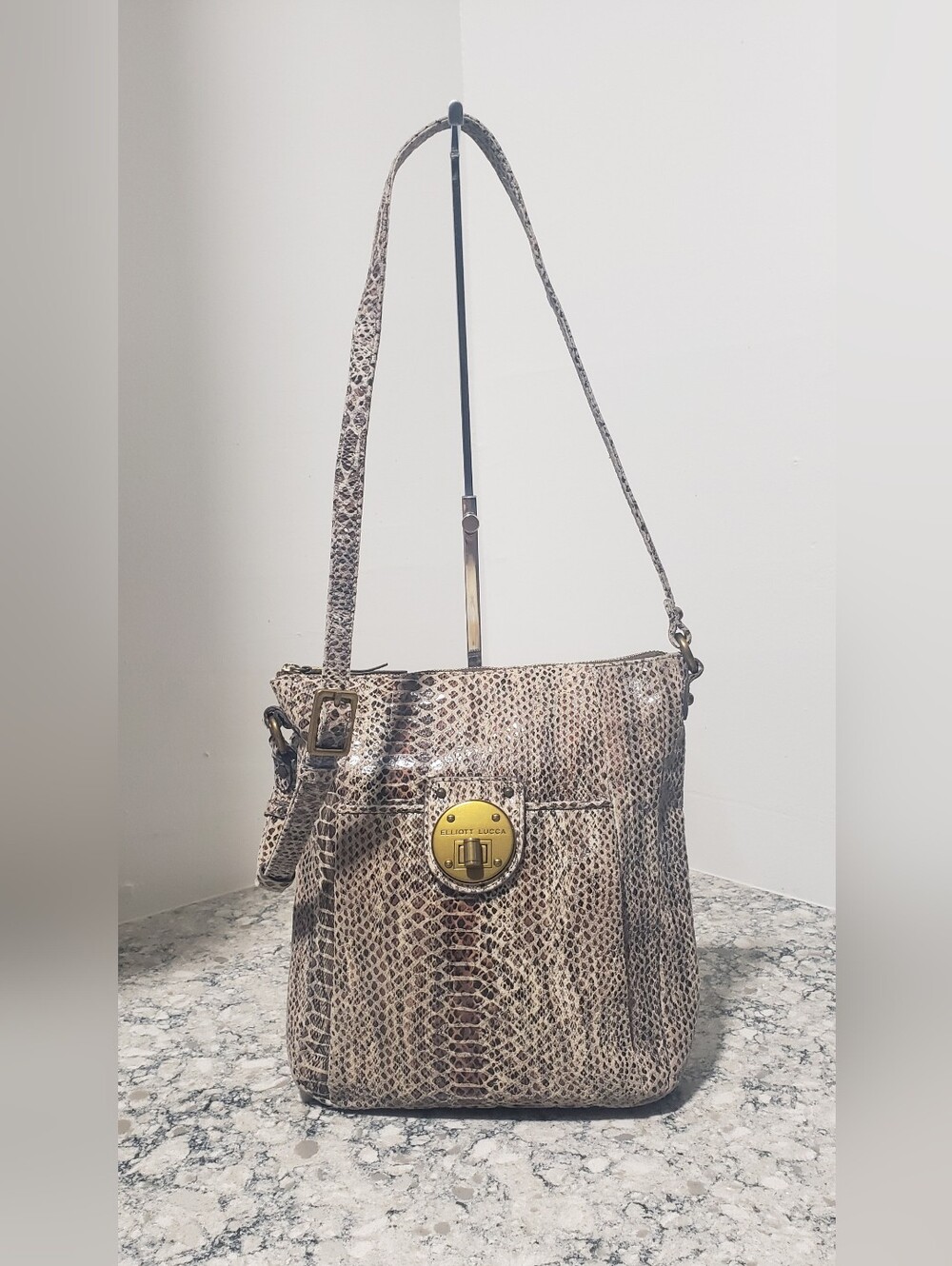 Elliott Lucca Snake Print Leather Crossbody Purse